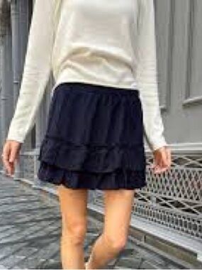 Brandy Melville Navy Ruffled Tier Skirt